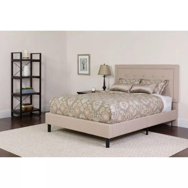 Supreme Comfort: Swedish Wood King Bed - Deluxe Beige Serenity (160x200x140) by Alhome - ALHOME