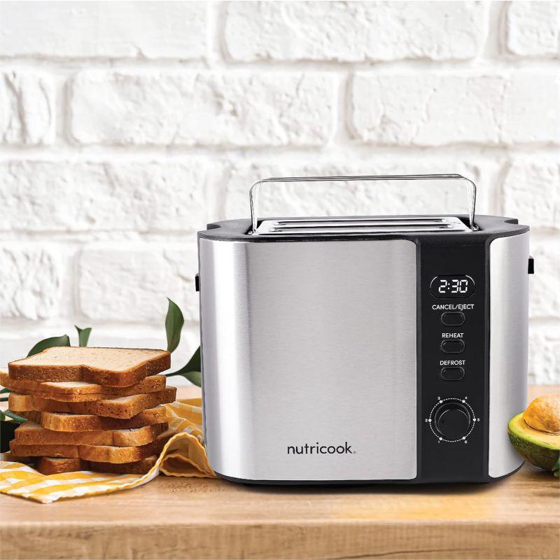 Nutricook 2 Slice Digital Toaster 800 Watts with LED Display - Silver - NC-T102S - ALHOME