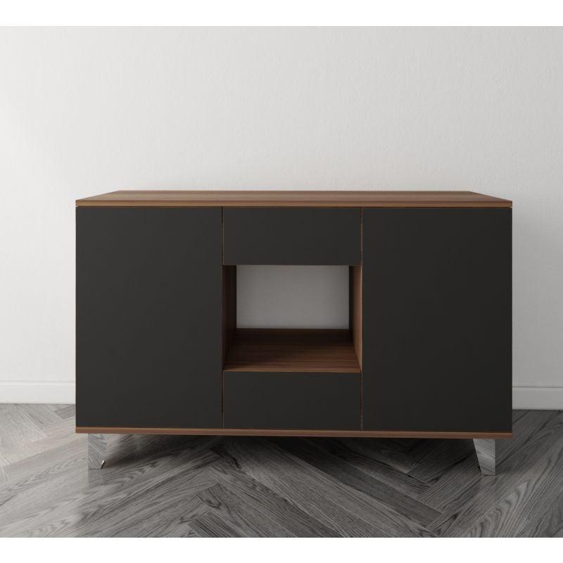 Black and Brown Coffee Corner with Two Doors and Two Sliding Drawers By Alhome - ALHOME