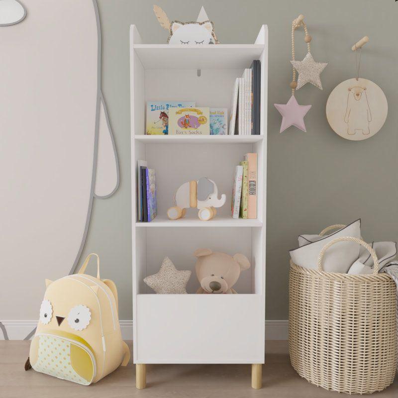 Kids Bookcase: 46x30x128 Wood, White by Alhome - ALHOME