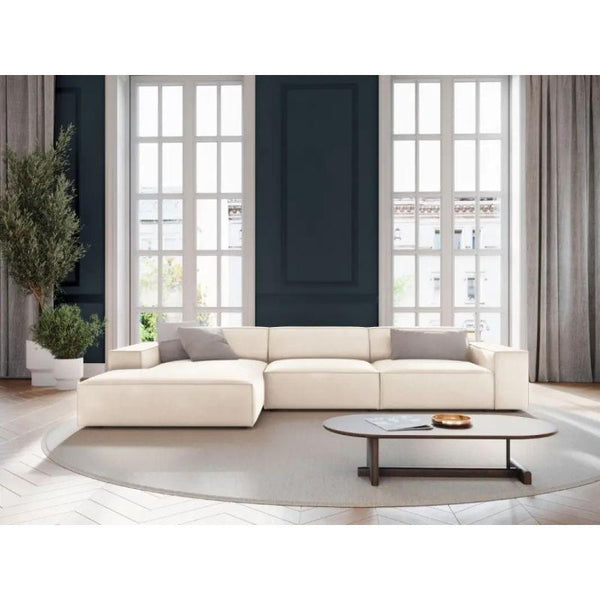 Velvet Corner Sofa - Beige - 280x170x85x85 cm - By Alhome - ALHOME