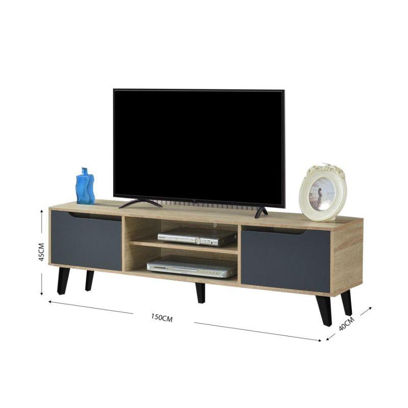 Tv Table From Malaysian Wood - Wooden And Olive - 150x40x45 cm - By Baity - ALHOME