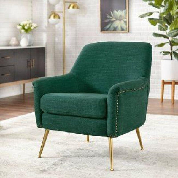 Emerald Green Linen Chair Swedish Wood By Alhome - 110110687 - ALHOME