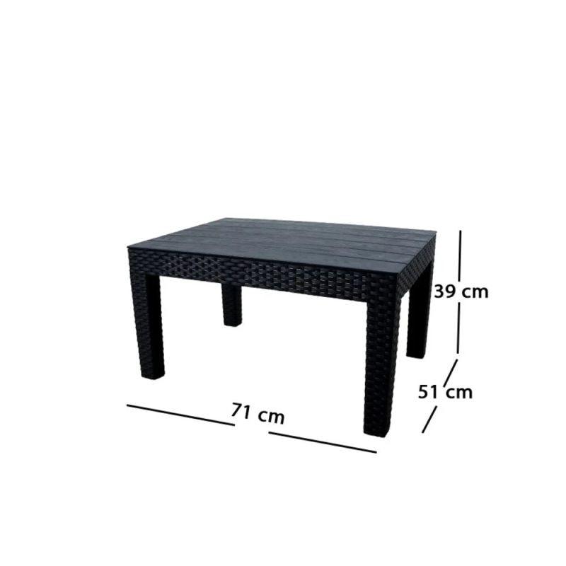 Plastic outdoor garden seating - table and 2 chairs - black - By Family Ship - ASL-6818 - ALHOME