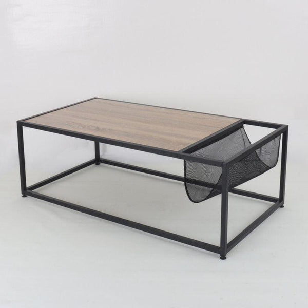 Rectangle Metal Center Table With Wooden Top - Light Wood By Alhome - ALHOME