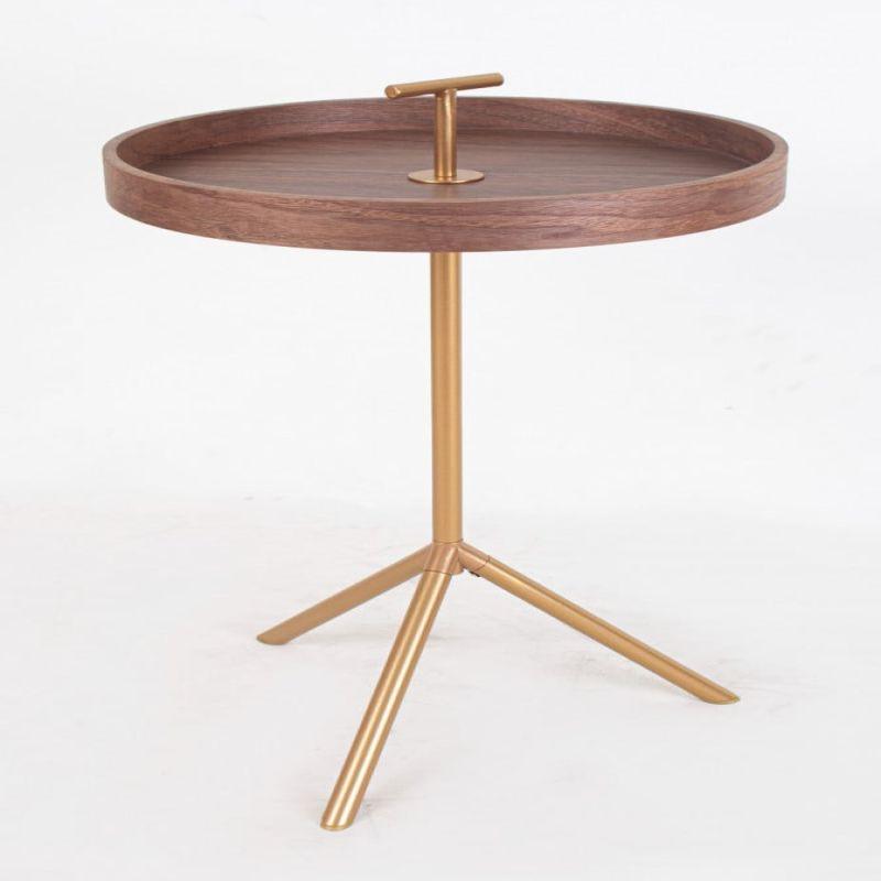 Service Table With A Modern Design With A Wooden Surface And Golden Iron Legs By Alhome - ALHOME