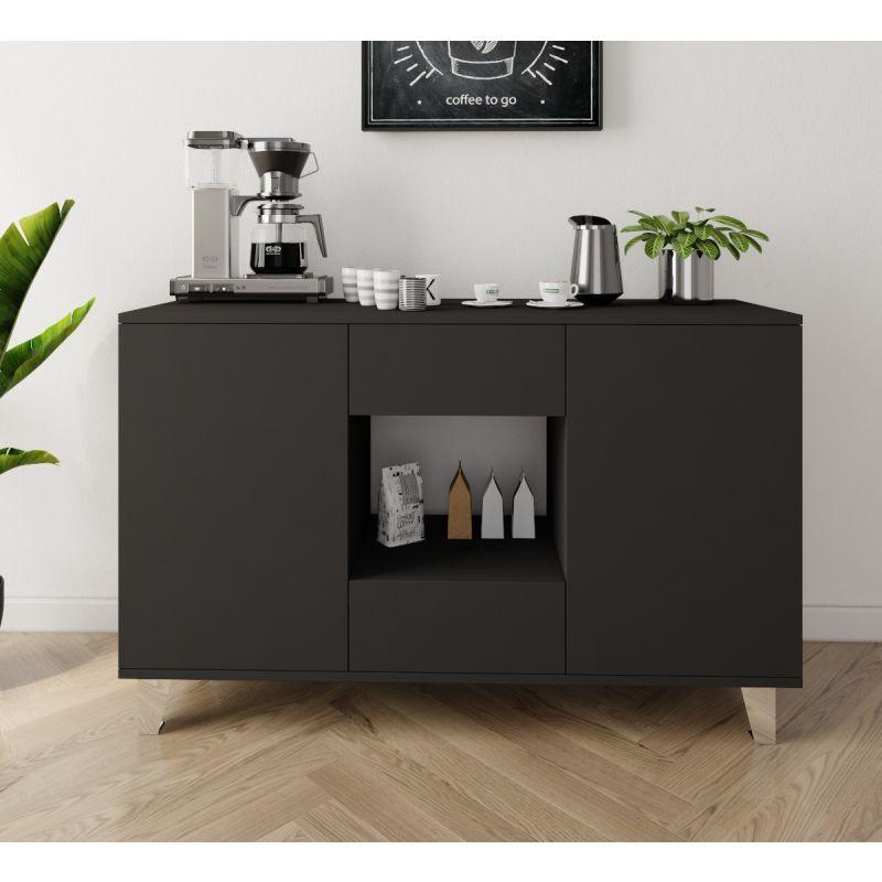 Black Coffee Corner with Two Doors and Two Sliding Drawers By Alhome - ALHOME