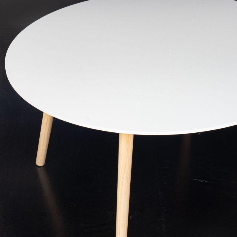 Service Table With A White Wooden Top And Wooden Bases By Alhome - ALHOME