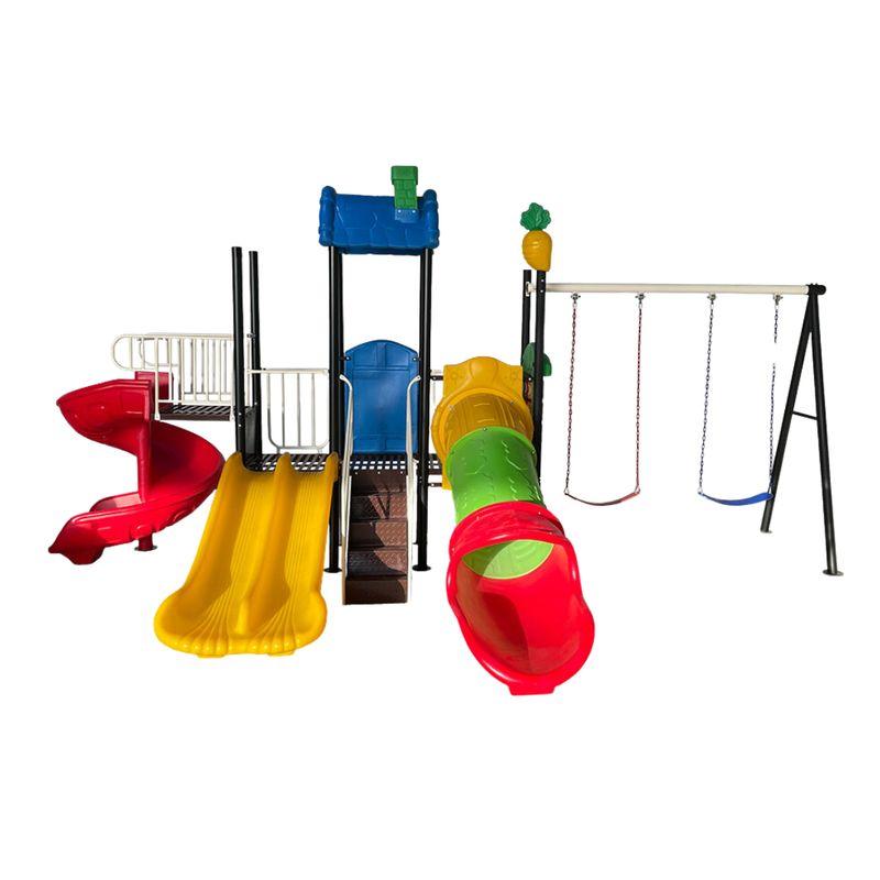 Multiple Toys: A Hut, A Hollow Slide, A Spiral And Two Swings by Alhome - ALHOME