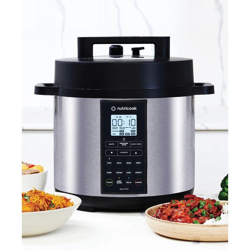 Nutricook Smart Electric Pressure Cooker Pot 8 In 1 - 6 L - 1000 W - Stainless Steel - Black And Silver - ALHOME