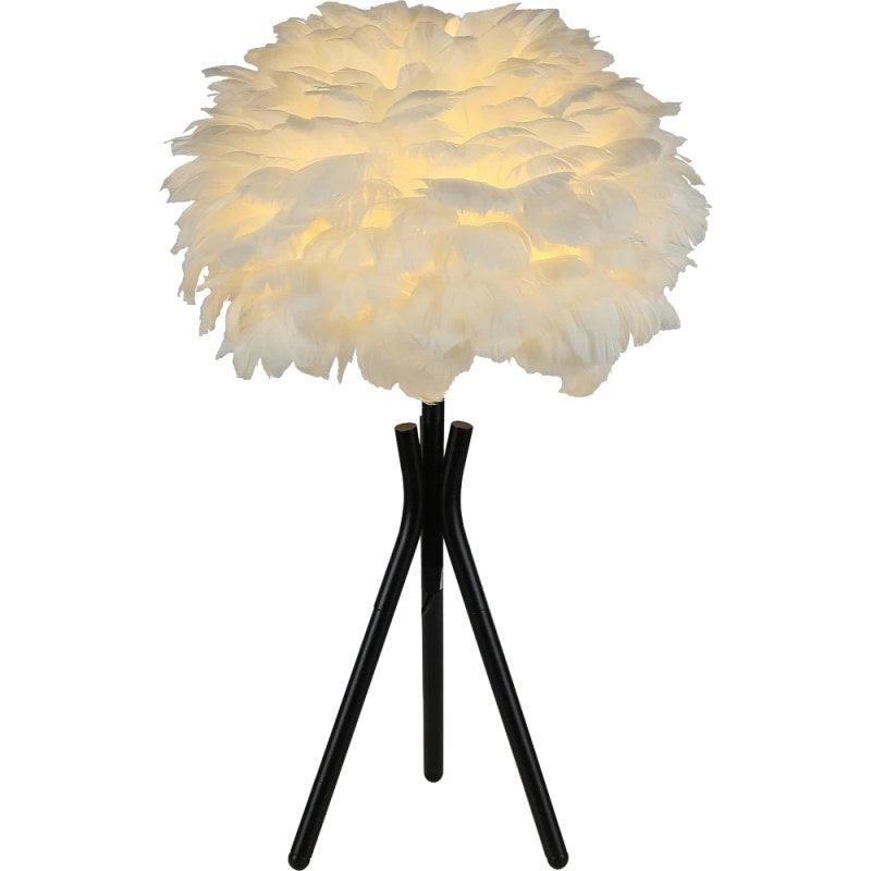 Table Lamp With Feathers - Black - By Alhome - ALHOME