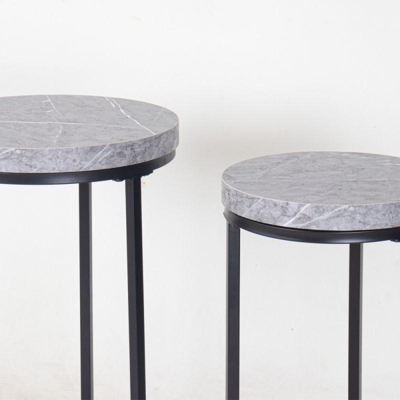 Set of Service Tables With Iron Bases And Wooden Surfaces By Alhome - ALHOME