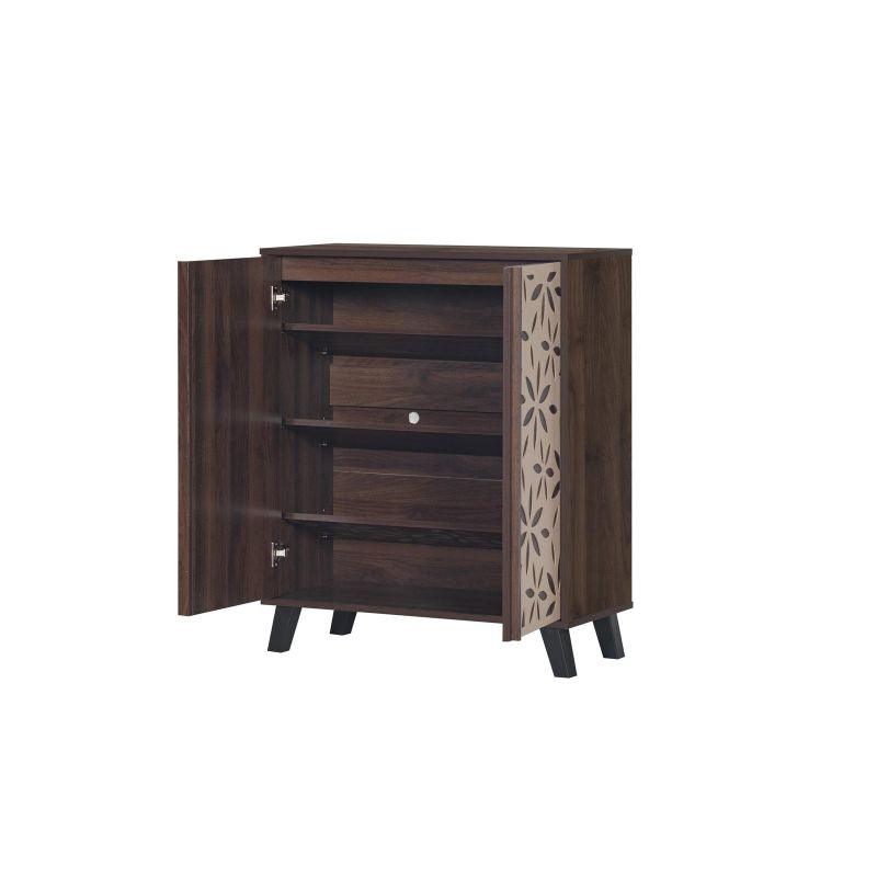 Shoe Organizing Cabinet With Two Doors - Brown And Cream - 80x35x96 cm - By Baity - ALHOME