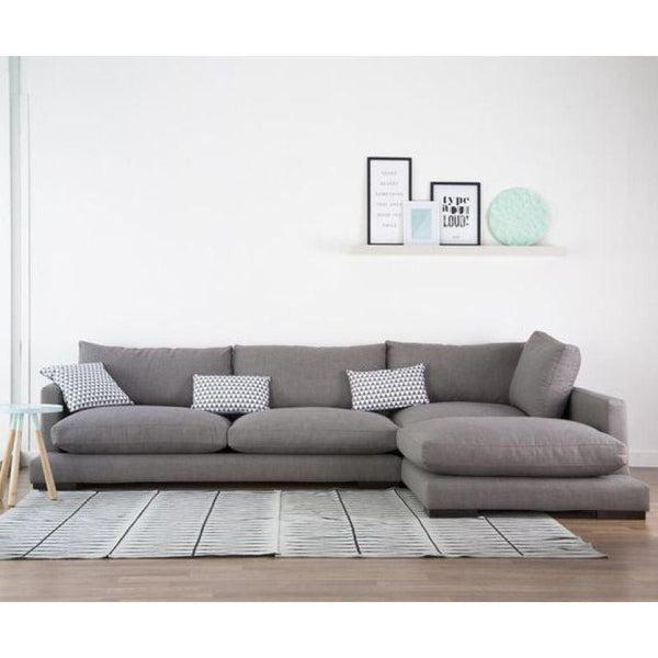 Modern Gray Linen L-Shaped Sofa - 90x300x170x45 cm - Swedish Wood By Alhome - ALHOME