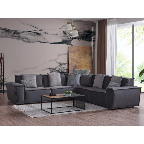 Linen Gray L-Shaped Sofa By Alhome - ALHOME