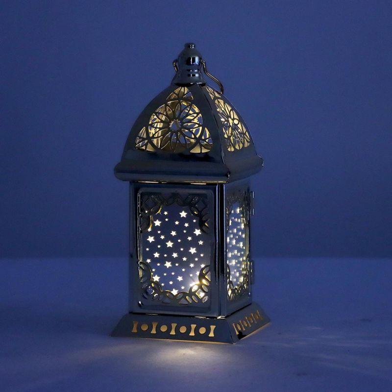 Steel Ramadan Lantern With Led Light - Gold - 22X10X10 Cm - By Family Ship - ALHOME