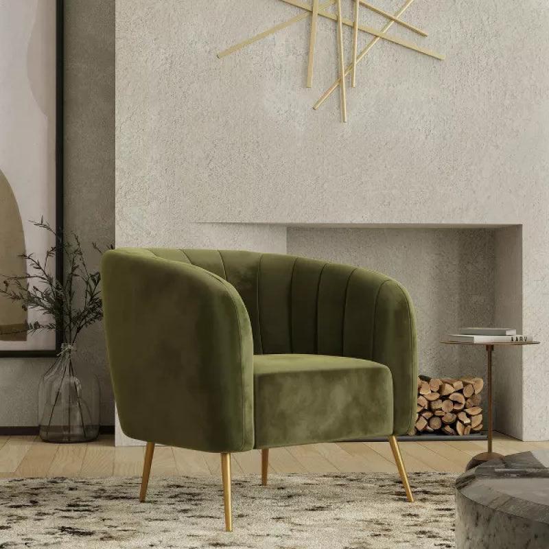 Modern Minimalistic Velvet Arm Chair - 80x85x85 cm - By Alhome - ALHOME