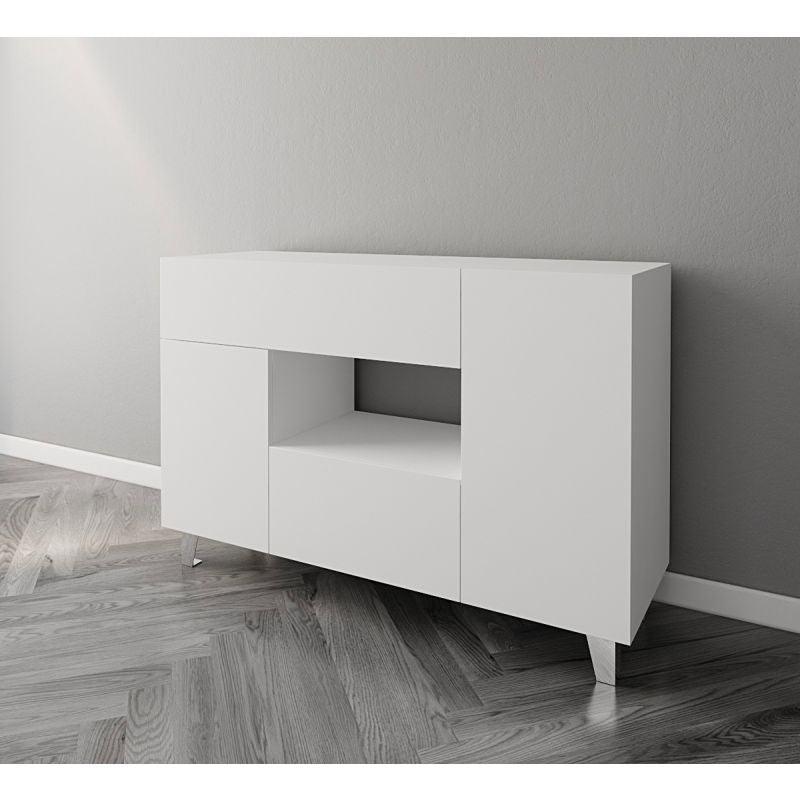 Elegant White Coffee Corner with Two Shelves and Two Drawers By Alhome - ALHOME