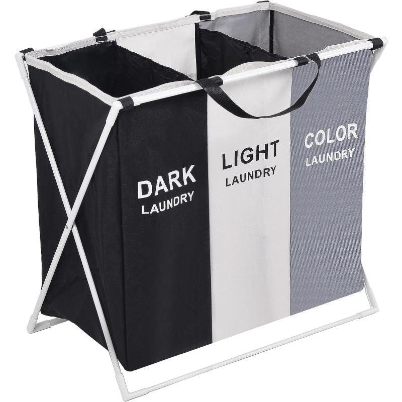 Foldable Laundry Basket For Organizing Clothes With Multiple Sections - 61x35x56 cm - By Family Ship - ALHOME