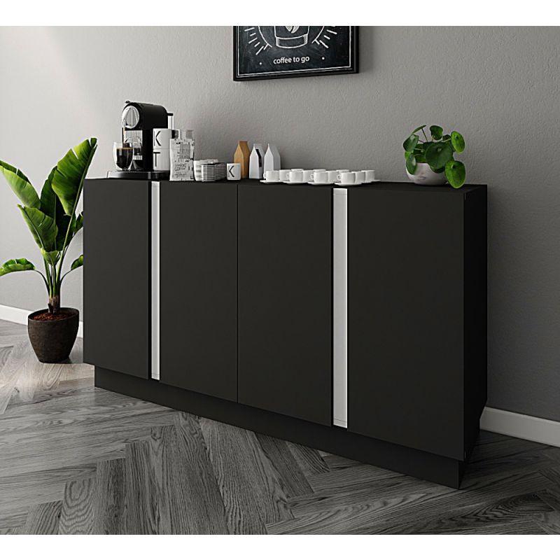 Black & White Coffee Corner with 4 Drawers By Alhome - ALHOME