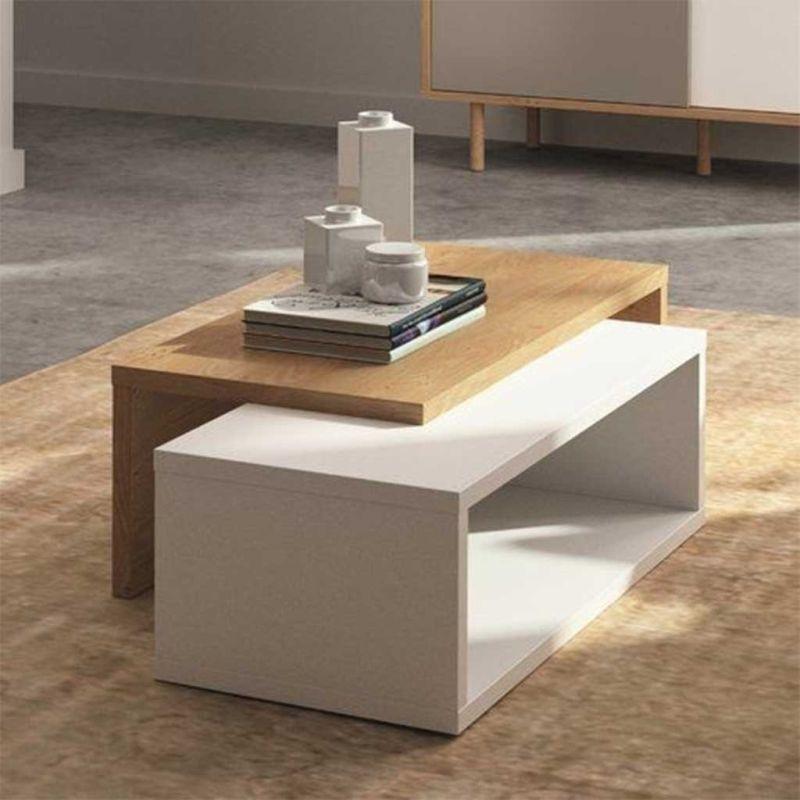 White and Brown Center Table With Fusion Elegance By Alhome - ALHOME