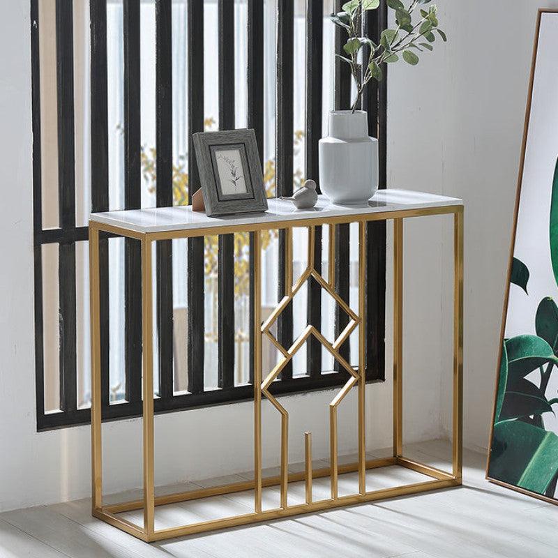 Contemporary Iron, Wood, and Glass Console Table By Alhome - 110110444 - ALHOME