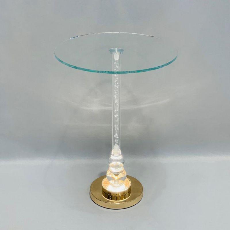 Acrylic Table With Internal Lighting And A Transparent Glass Top By Alhome - ALHOME