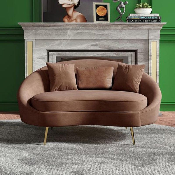 Velvet Brown 2-Seater Sofa By Alhome - ALHOME