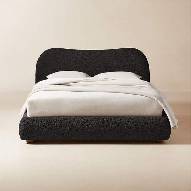 Sleek Black Boucle King Bed By Alhome - ALHOME