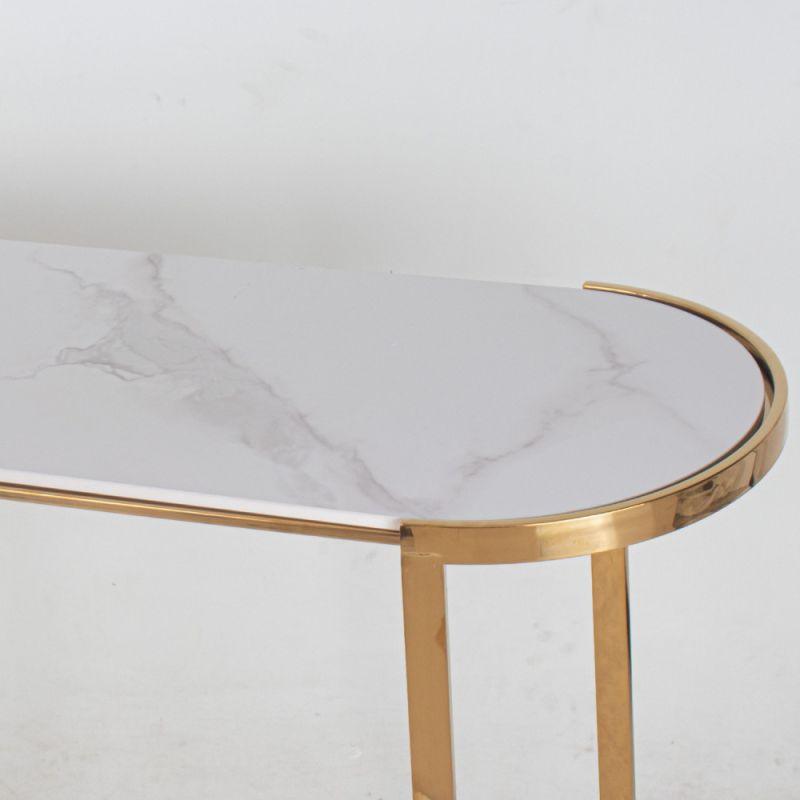 Wooden And Metal Console With Rounded Edges - Gold By Alhome - ALHOME