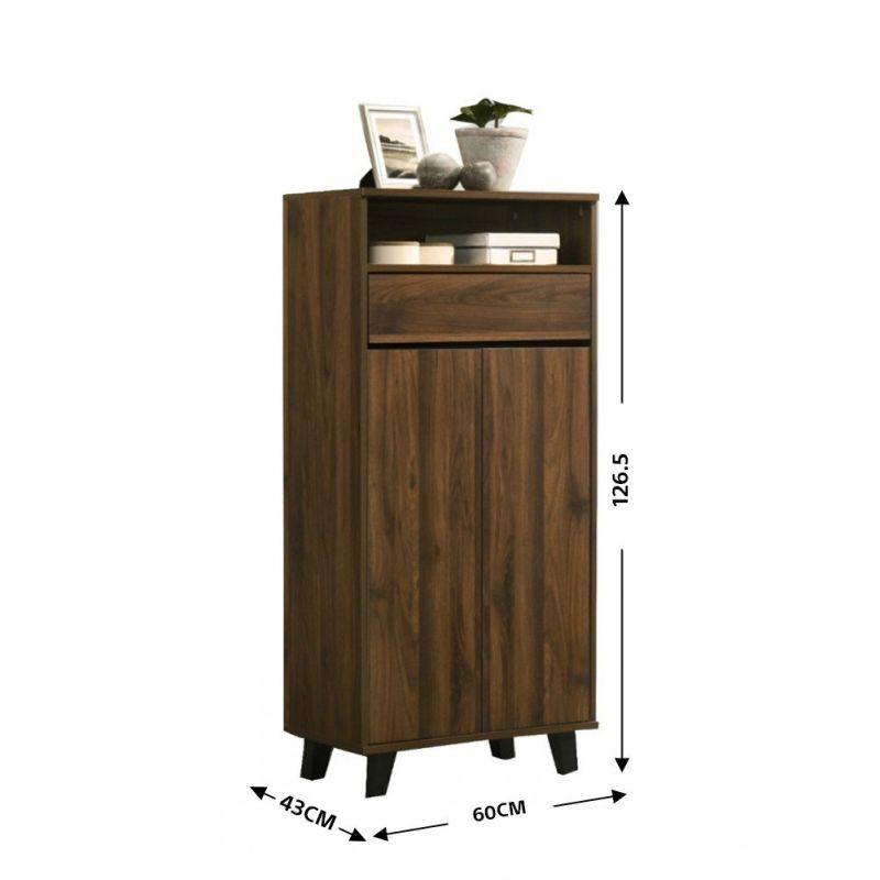 Shoe Organizing Cabinet With Shelves From Malaysian Wood - Brown - 60x43x126.5 cm - By Baity - ALHOME