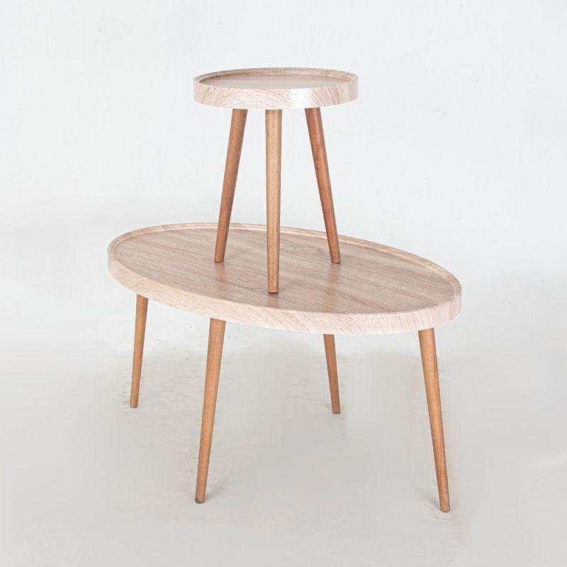 Set of Wooden Tables With Wooden Bases By Alhome - ALHOME