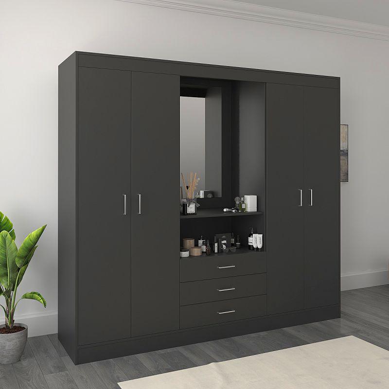 Elegant Wardrobe And Dresser 20055190 cm - Black | Alhome ALHOME Elegant Wardrobe And Dresser 20055190 cm - Black | Alhome ALHOME