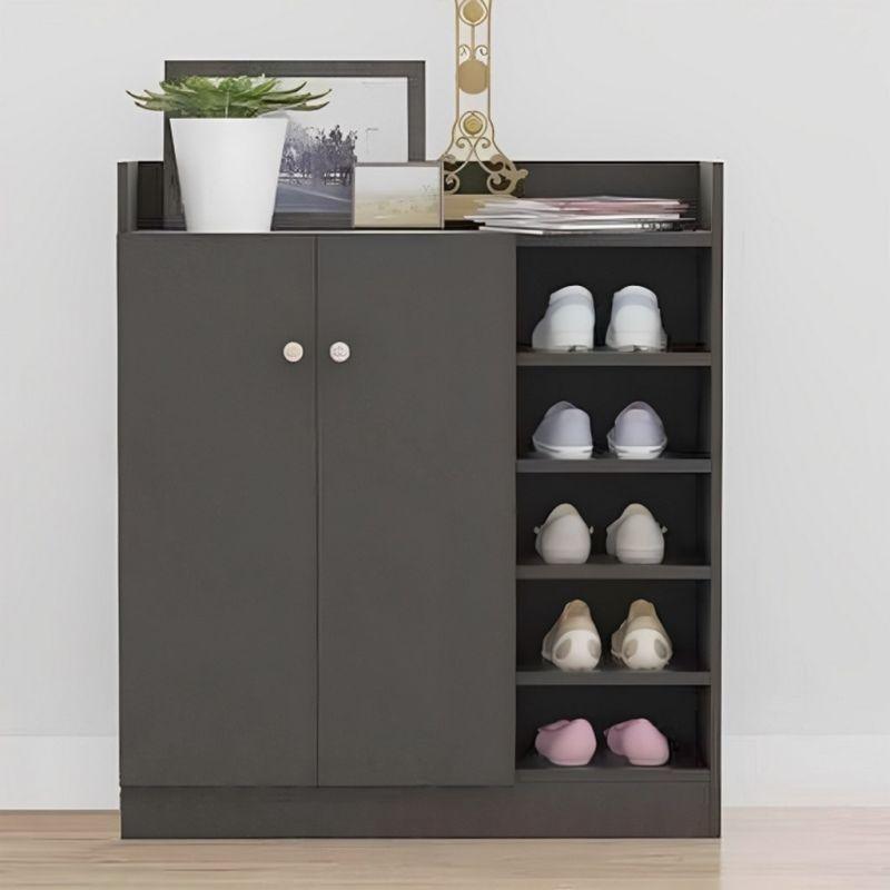 Shoe Cabinet with Two Shelves and Shelves, Black By Alhome - ALHOME