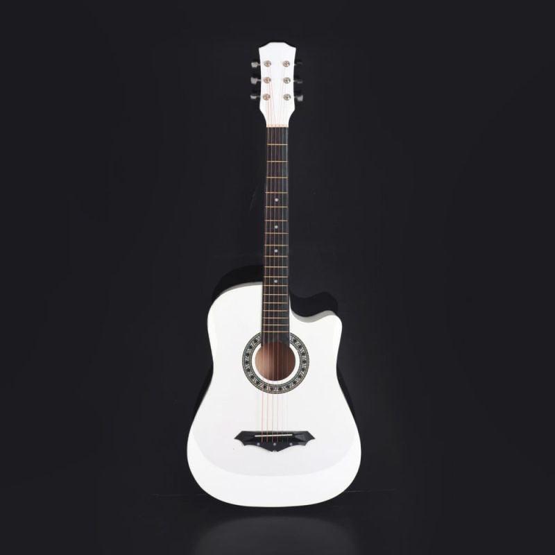 Decoration Real Wooden Guitar - White By Alhome - ALHOME