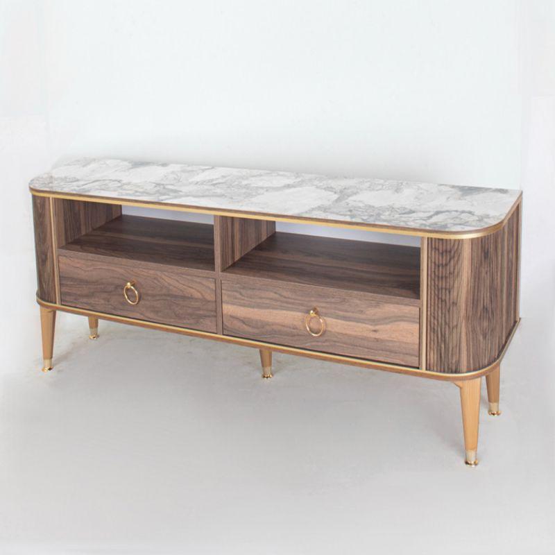 Plasma Table Made Of Wood - White Marble Brown And Gold By Alhome - 110112110 - ALHOME