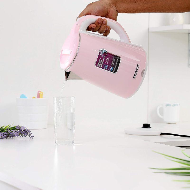 Krypton Double Layer Electric Kettle - Stainless Steel - 1500 W - 1.8 L - Pink - knk6062 - .com - Your Destination for Baby & Mother Needs in Saudi Arabia