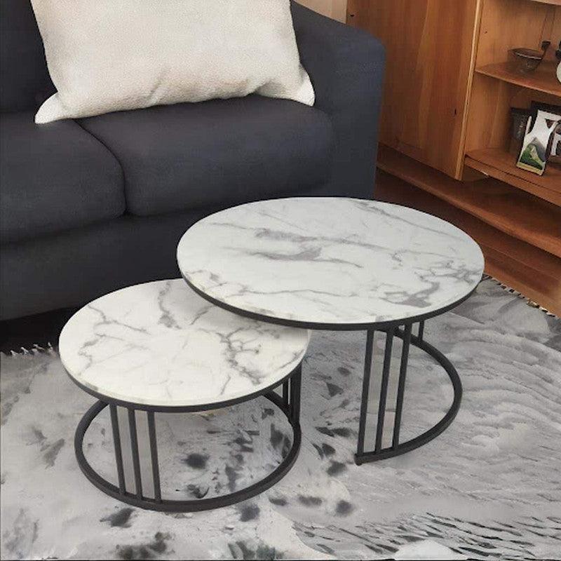 Wood Coffee Table set 2 Pieces - Black and White By Alhome - ALHOME