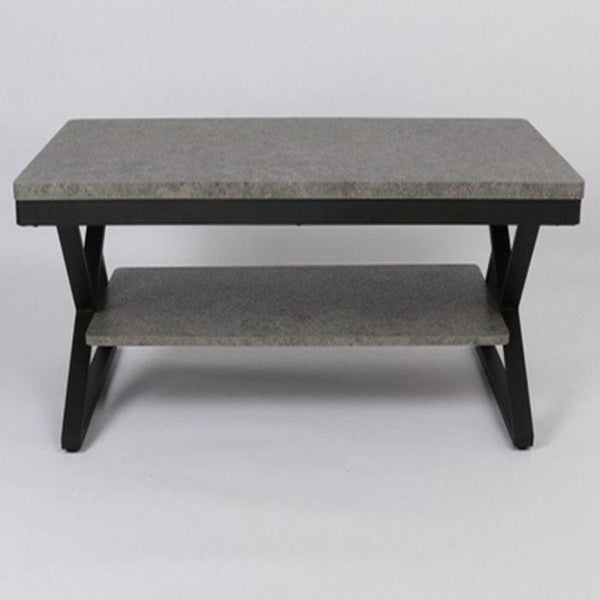 Center Table With Two Wooden Surfaces And Metal Frame - Black And Grey By Alhome - ALHOME