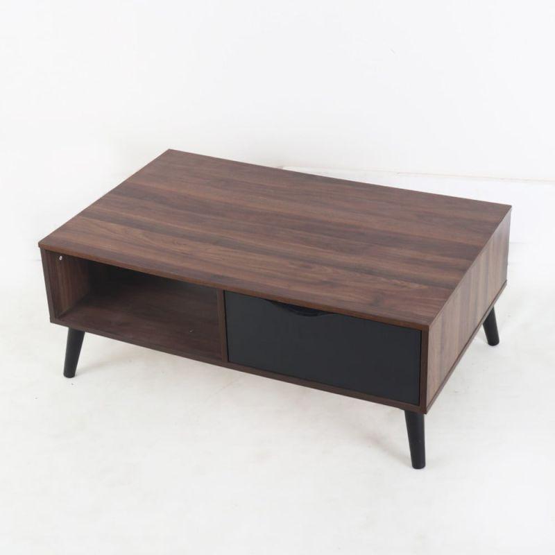 Coffee Table From Wood With Metal Frame - Dark Brown By Alhome - ALHOME