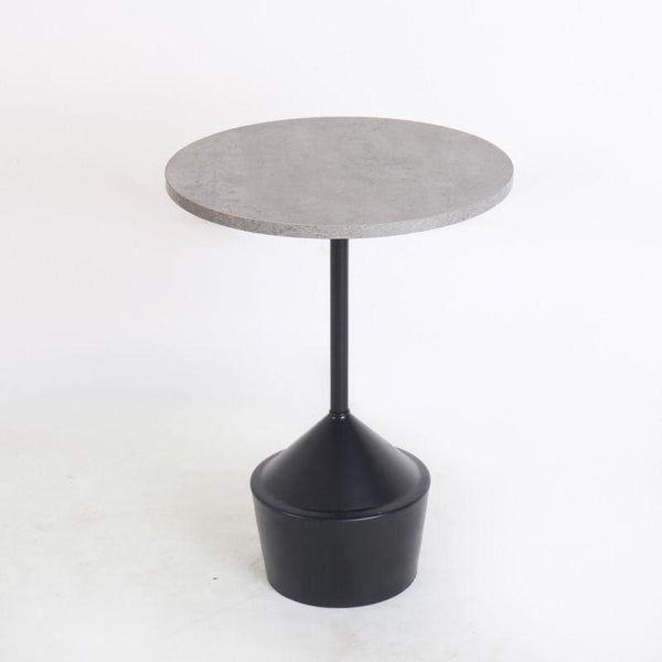 Single Table With A Grey Round Wooden Top And A Black Metal Base By Alhome - ALHOME