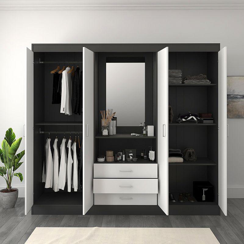 Wardrobe with White and Brown Dresser By Alhome - ALHOME