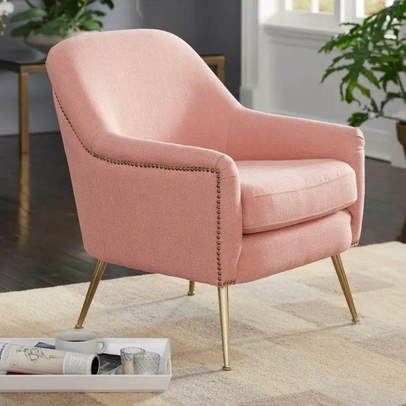 Pink Linen Delight Chair with Swedish Wood By Alhome - ALHOME