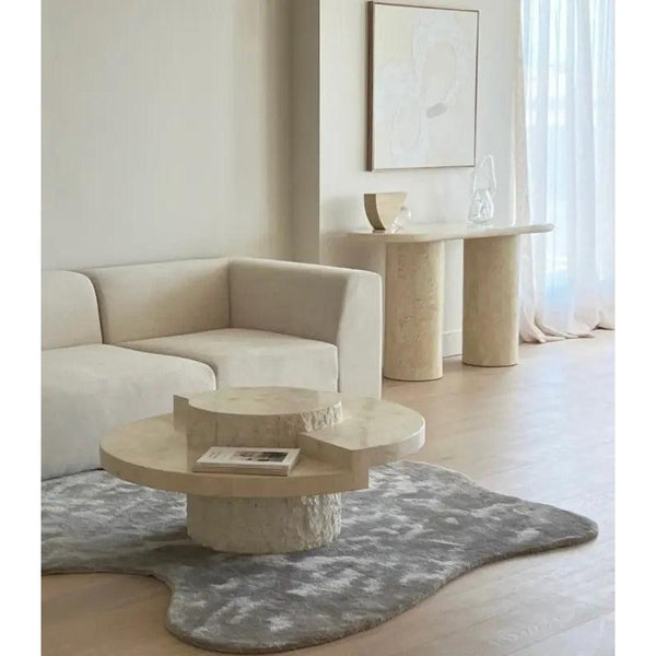 Natural Elegance: Off-White Stone Center Table By Alhome - Zrafh.com - Your Destination for Baby & Mother Needs in Saudi Arabia