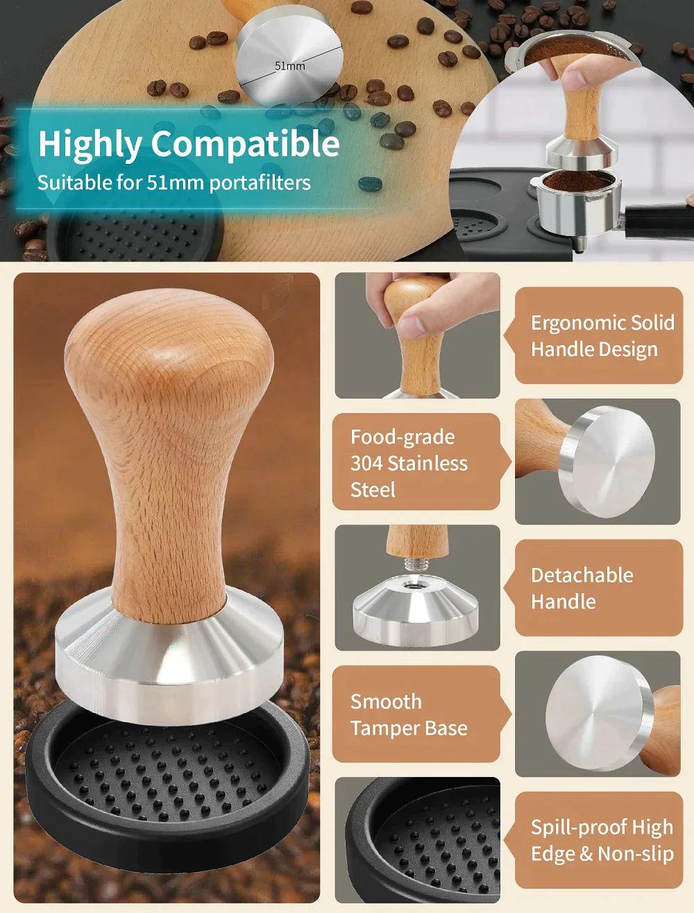 Gevi Espresso Machine Accessories - Milk Frothing Pitcher 12oz/350mL, 16 Pieces Coffee Decorating Stencils, Decorating Art Pen, Stainless Steel Tamper, Barista Towel and Coffee Tamper Placement - .com - Your Destination for Baby & Mother Needs in Saudi Arabia