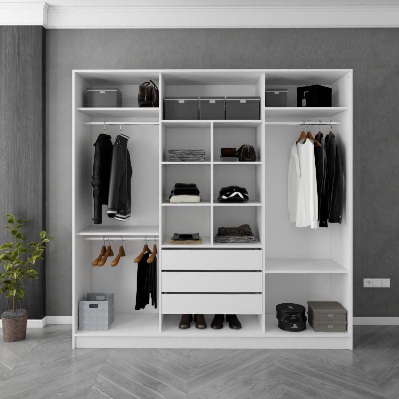 Modern Wardrobe Without Doors, White: By Alhome - ALHOME