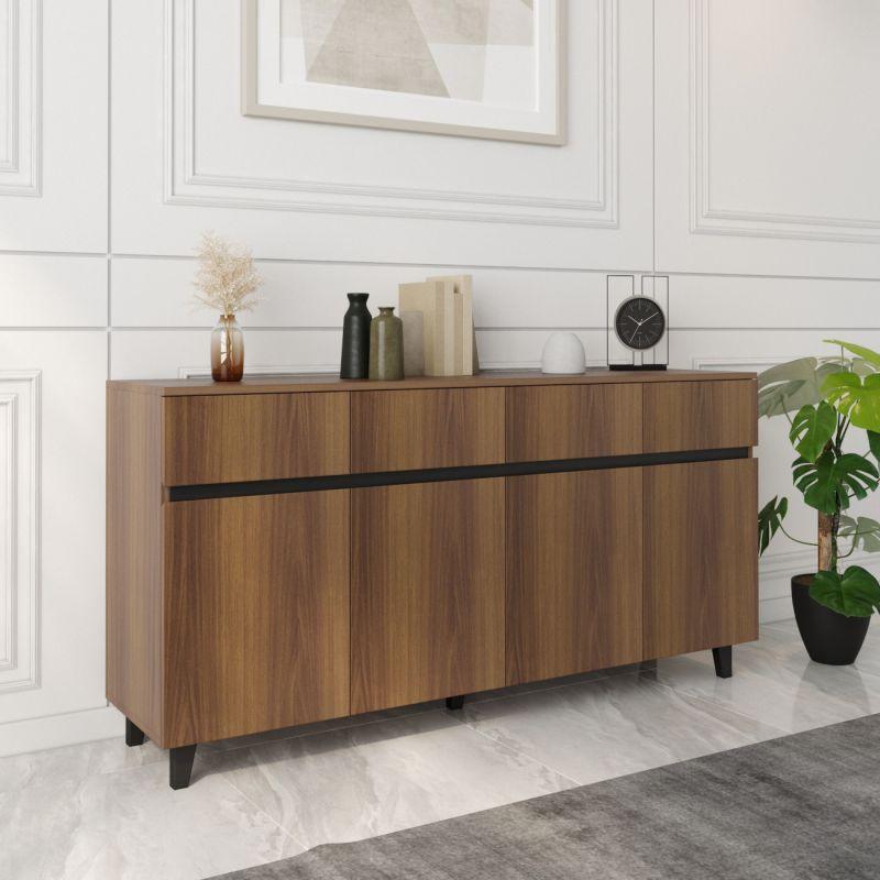 Console Storage Unit (Brown and Black) By Alhome - ALHOME