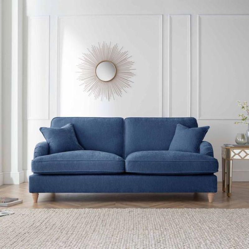 Royal Blue Velvet 3-Seater Sofa - 210x85x45 cm - Swedish Wood By Alhome - ALHOME