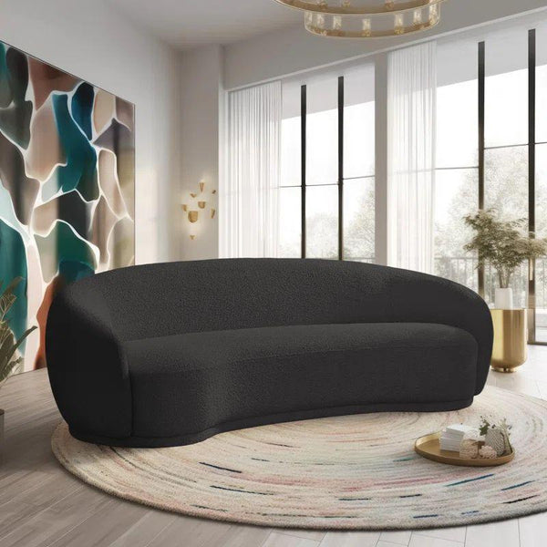 Spacious Black Boucle 3-Seater Sofa Swedish Wood By Alhome - ALHOME