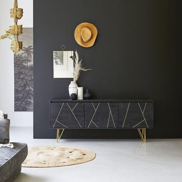 Sleek Black Wood Buffet - Modern Elegance By Alhome - ALHOME